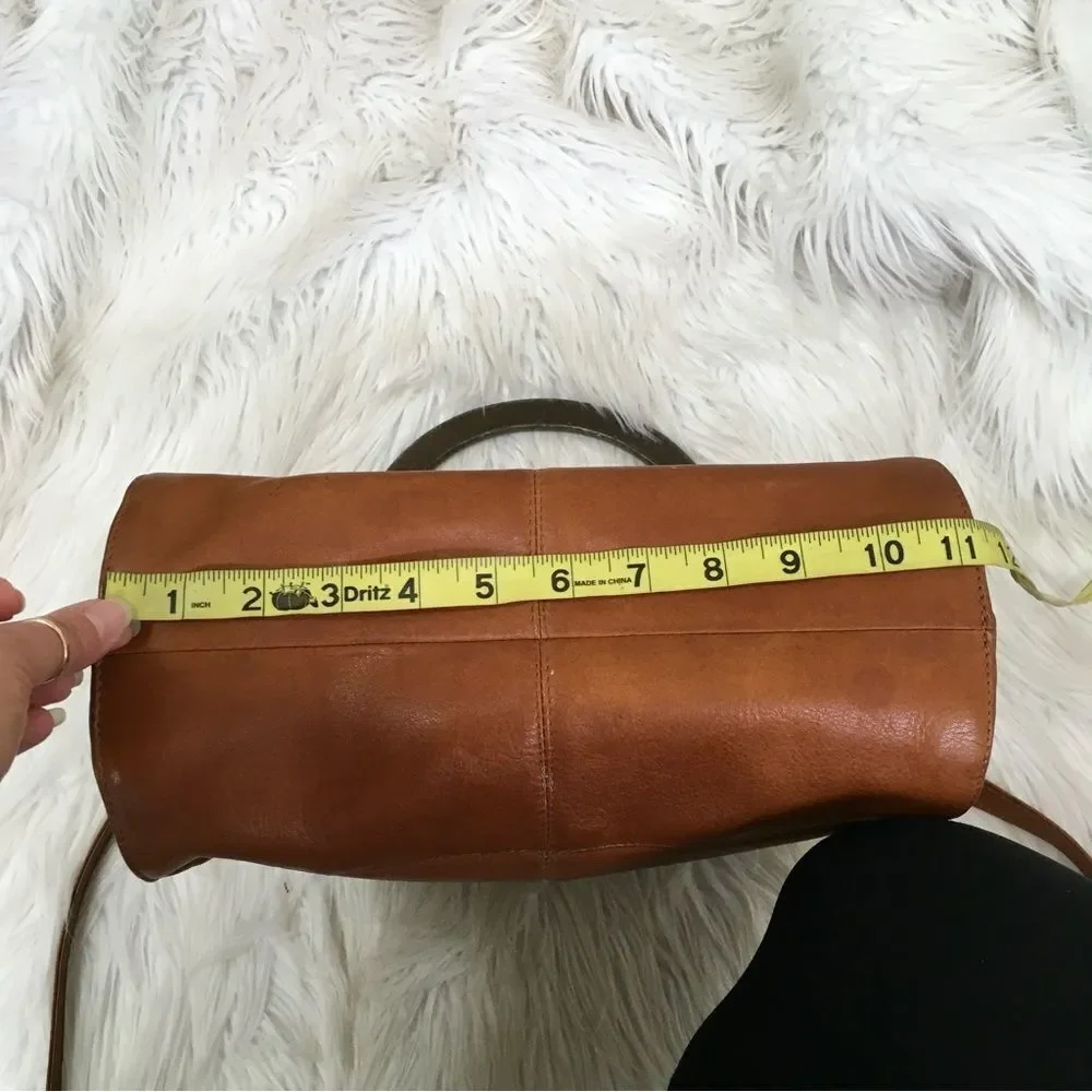 American Angel Womens Genuine Leather Wood Handle Shoulder Crossbody Bag Brown